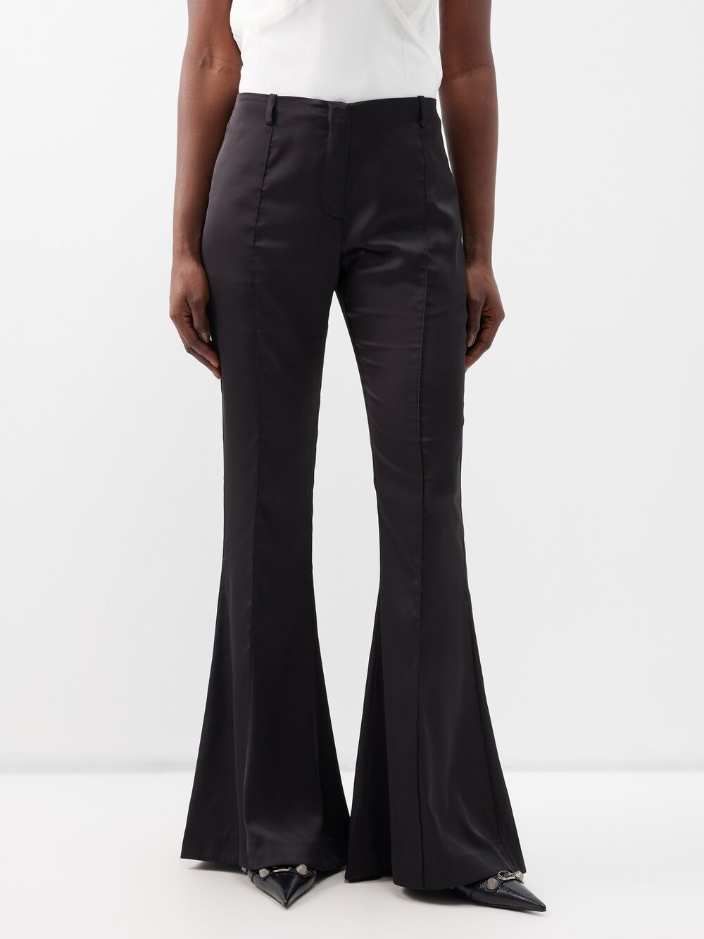 

Расклешенные атласные брюки pippen Acne Studios, черный