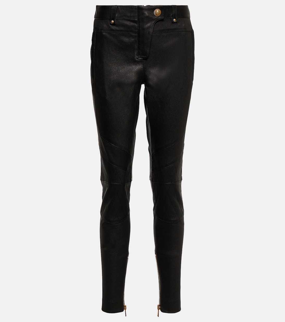 Кожаные узкие брюки с низкой посадкой Balmain, черный узкие кожаные брюки черный