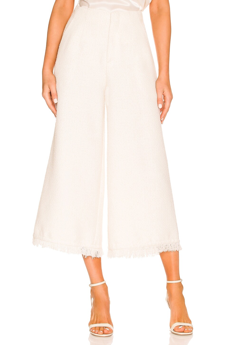 

Брюки Something Navy Tweed Frayed Hem Wide Leg, слоновая кость, Бежевый