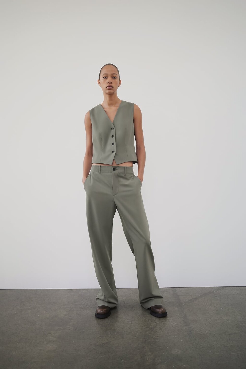 

Классические брюки прямого кроя Zw Collection ZARA, зеленый