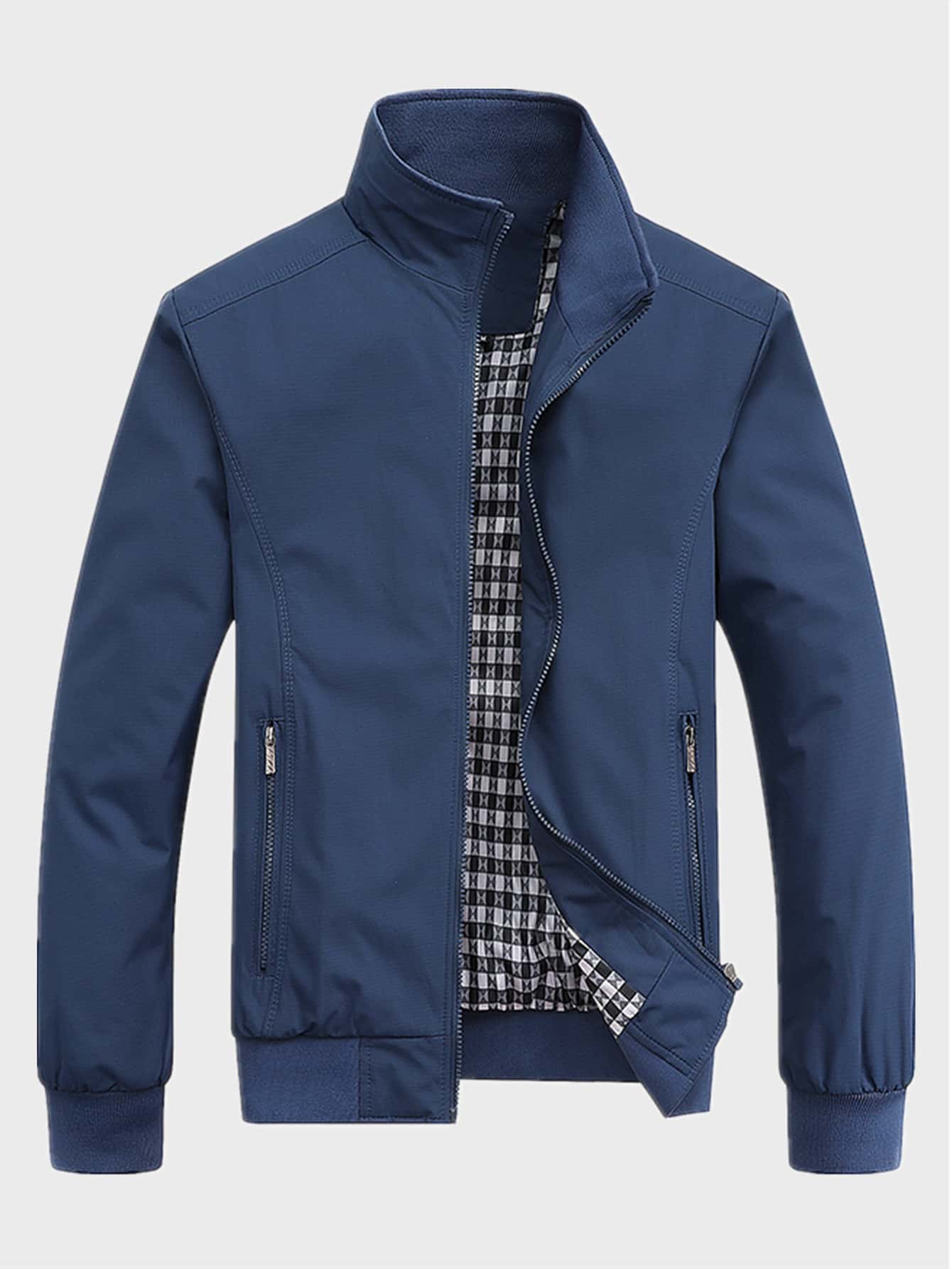 цена Мужская повседневная куртка с застежкой-молнией и воротником-стойкой Manfinity Homme, синий