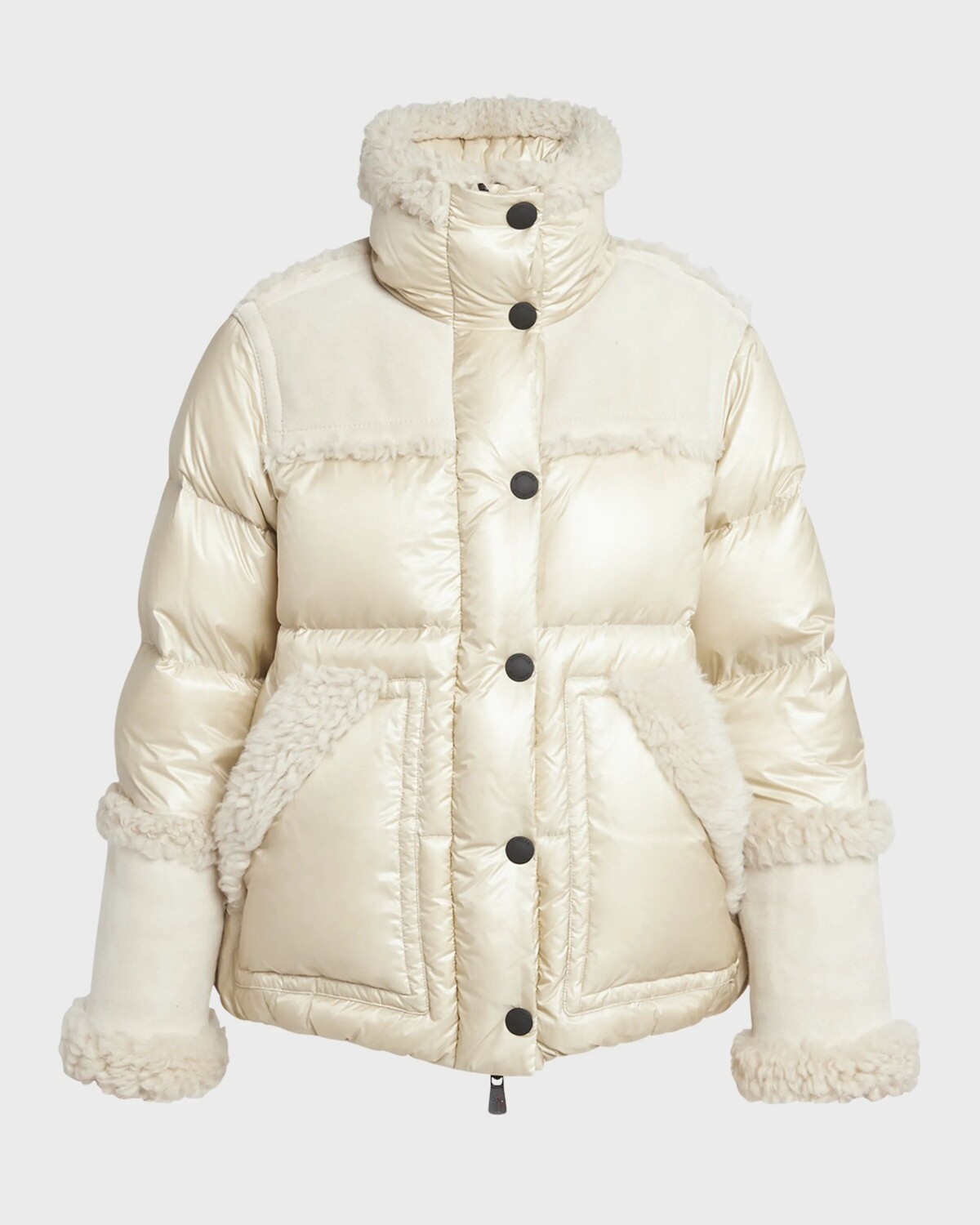 

Пуховик с отделкой из овчины Esquel Moncler Grenoble, светло-бежевый
