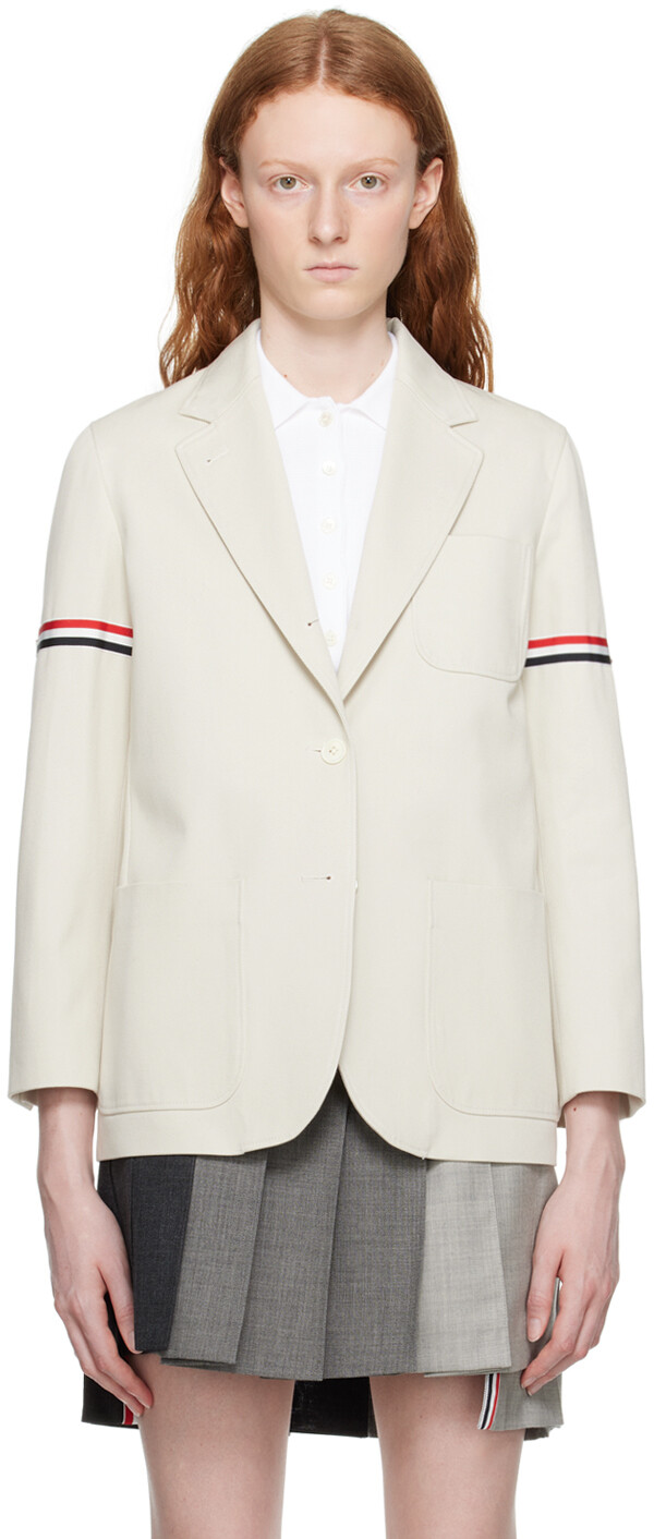 

Бежевый пиджак с накладными карманами Thom Browne