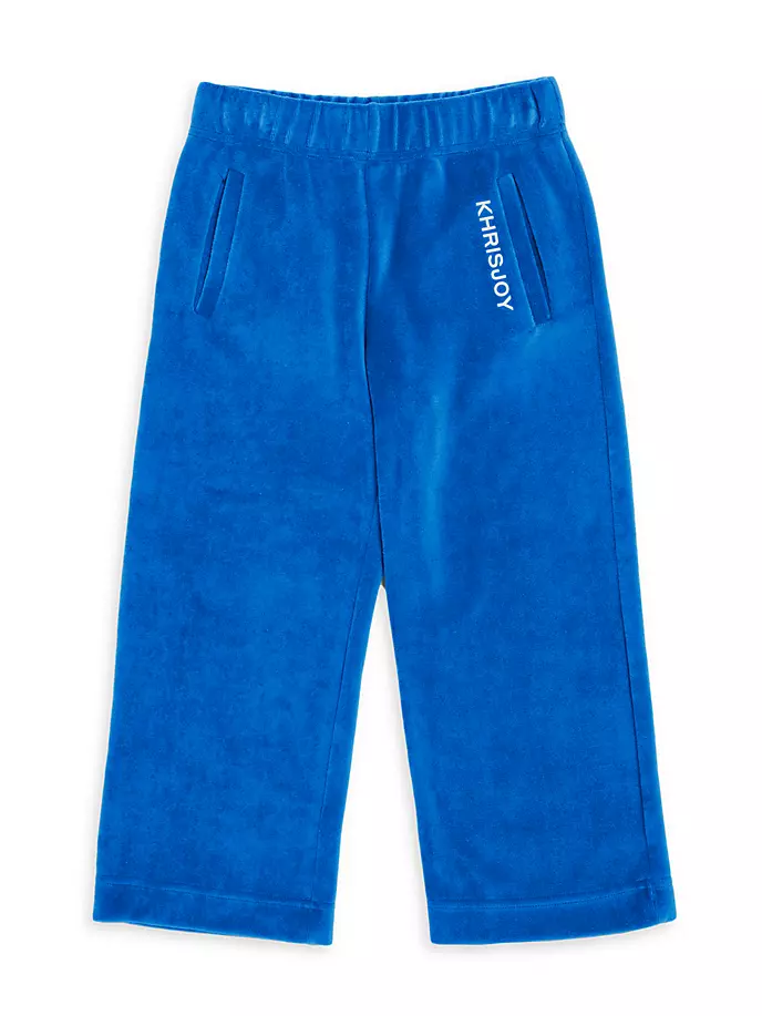 

Велюровые спортивные брюки с логотипом Little Boy's & Boy's Khrisjoy, цвет royal