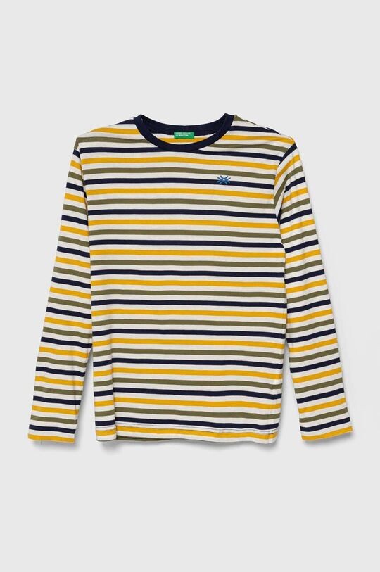 

Детская хлопковая футболка с длинными рукавами United Colors of Benetton, желтый