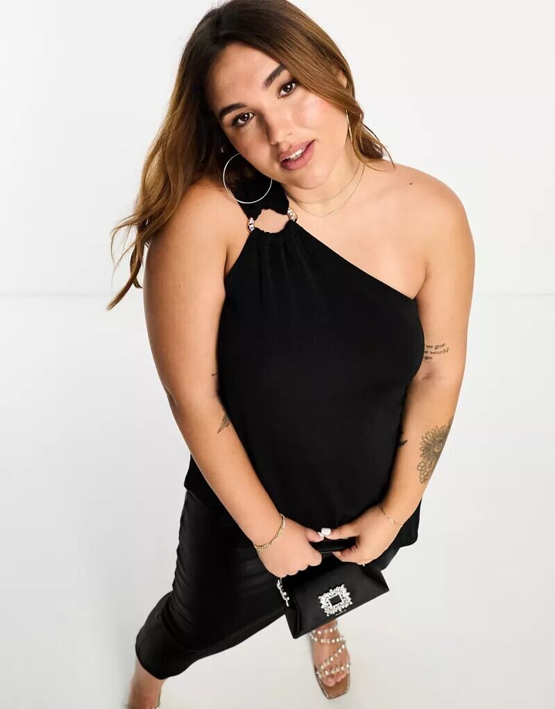 

Мягкий черный топ асимметричного кроя River Island