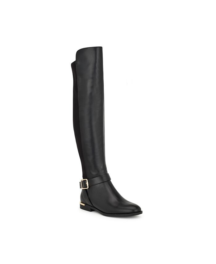 

Женские повседневные ботинки выше колена с круглым носком Andone Nine West, цвет Black Smooth- Faux Leather, Textile