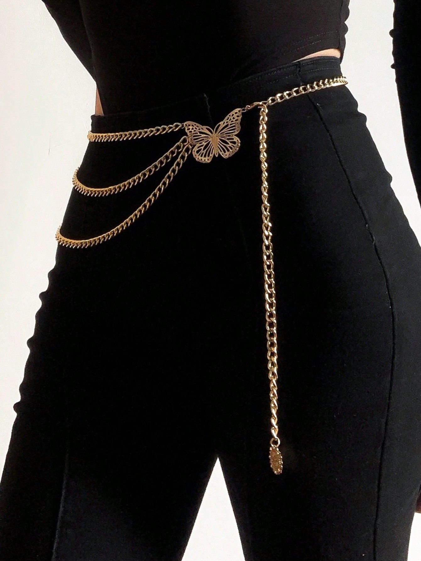 1 шт. женская металлическая цепочка для тела с украшением из сплава, золото