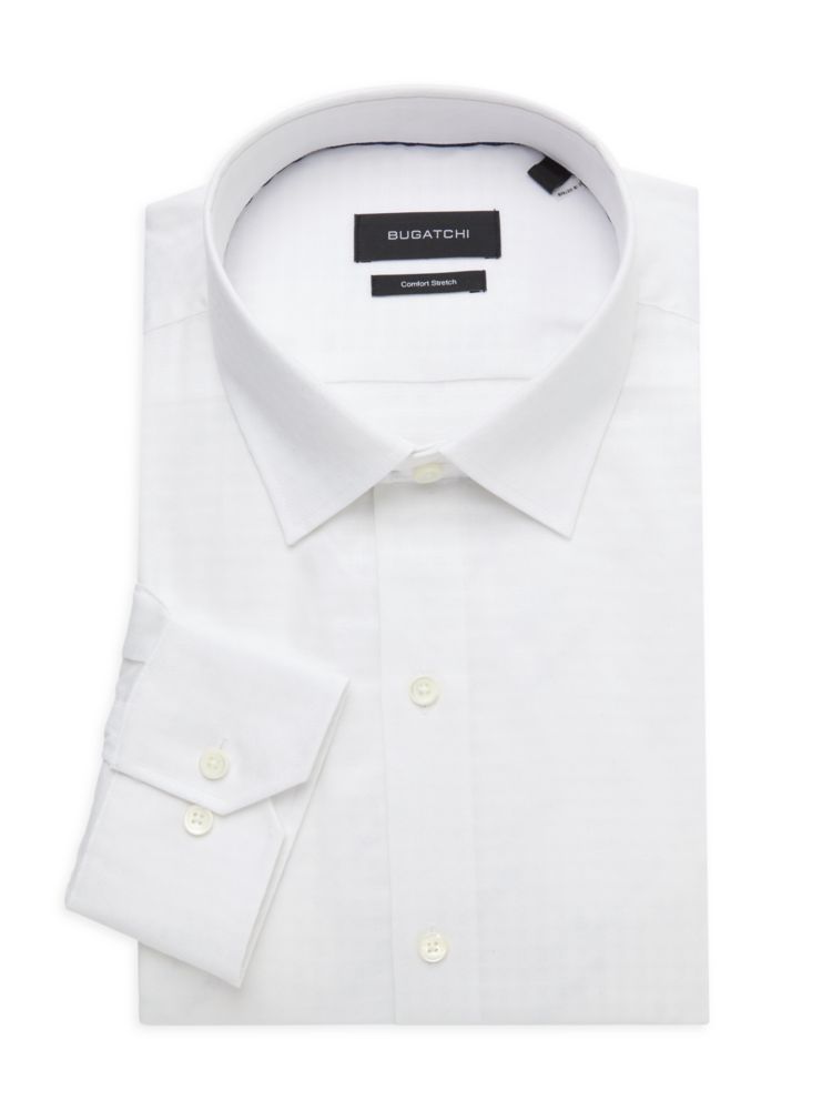 Классическая рубашка из хлопка стрейч Bugatchi, белый цена и фото