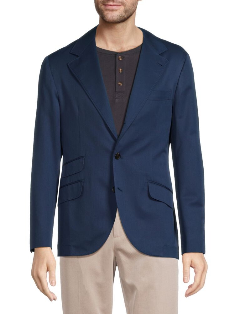 

Блейзер из смесовой шерсти Brunello Cucinelli, синий