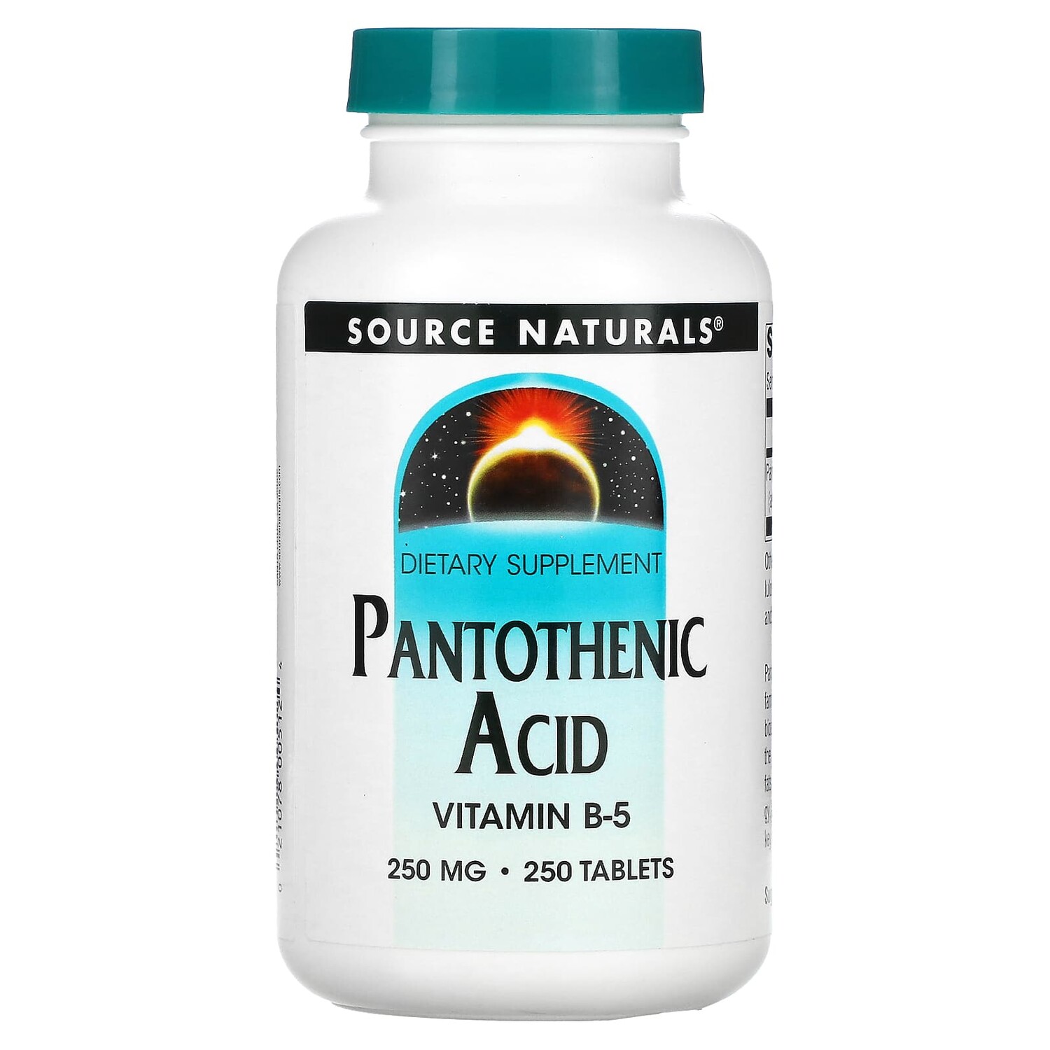 

Пантотеновая кислота, 250 мг, 250 растительных капсул, Source Naturals
