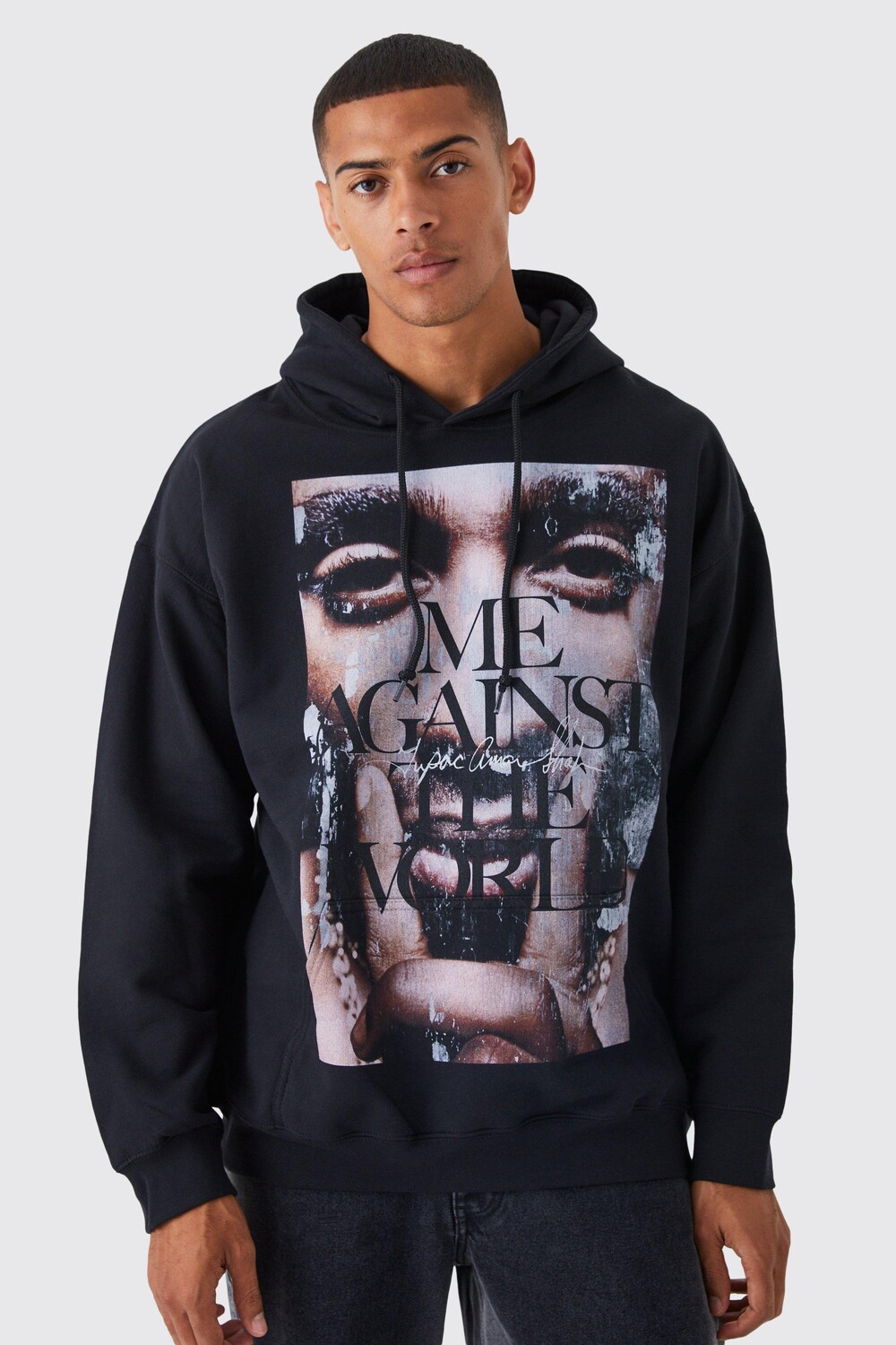 

Худи оверсайз tupac license Boohoo, черный