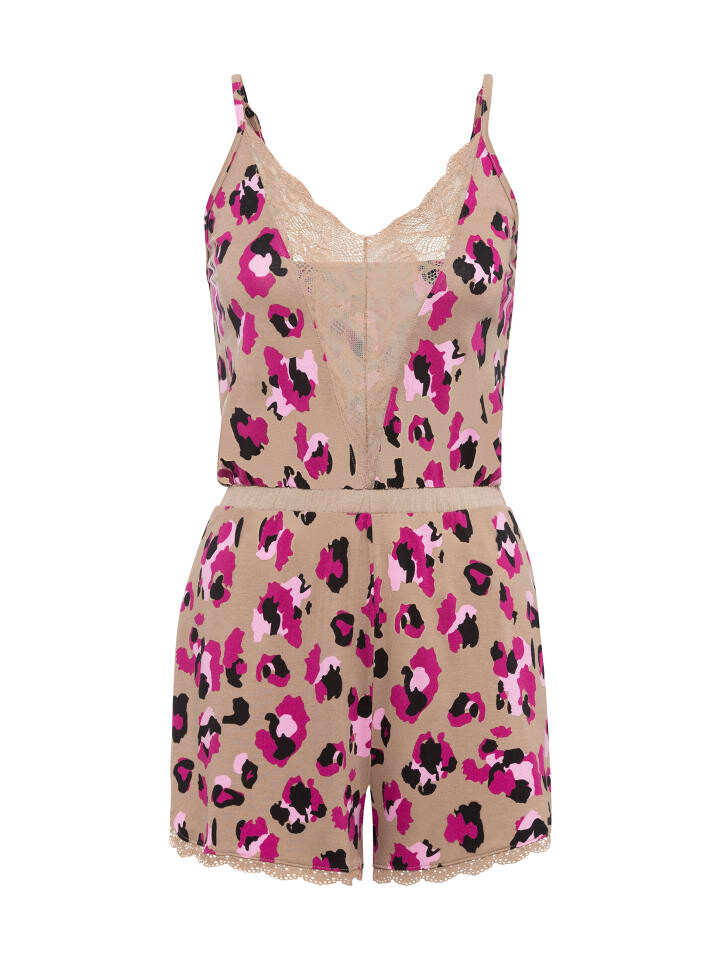 

Комбинезон LASCANA, цвет pink/beiger leoprint