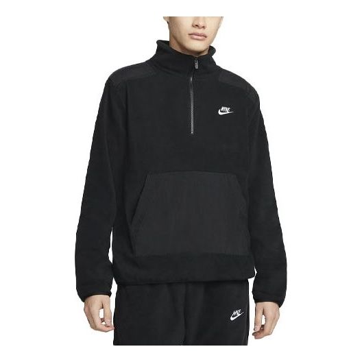 Куртка Nike Half Zipper Fleece Long Sleeves Stand Collar Jacket Black, черный