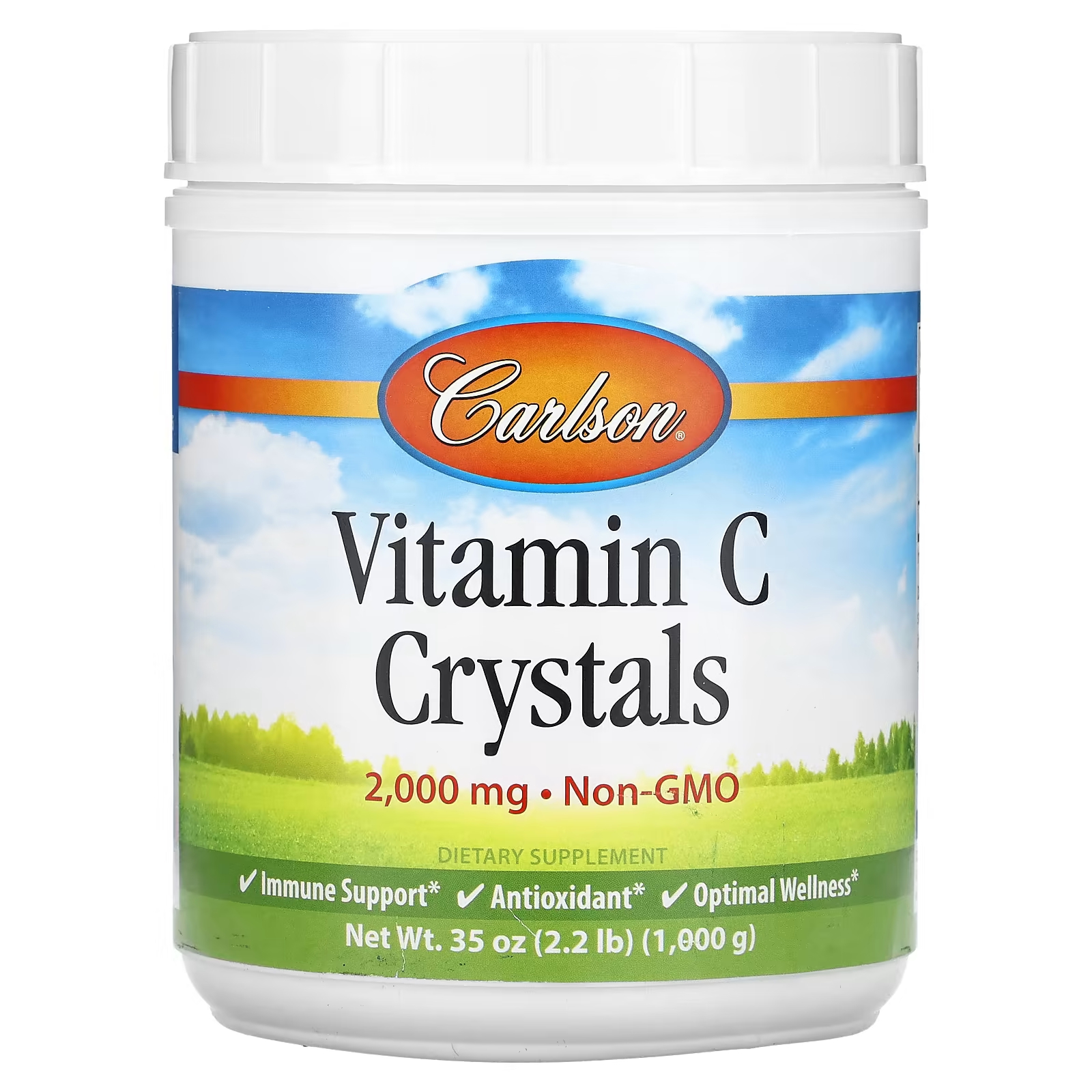 Кристаллы витамина С Carlson 2000 мг, 1000 г carlson кристаллы витамина c 2000 мг 170 г 6 унций