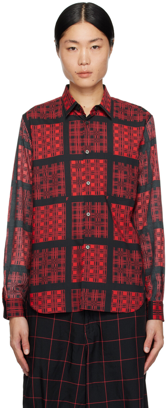 

Черно-красная рубашка с принтом Comme Des Garcons, цвет Black/Red/Black