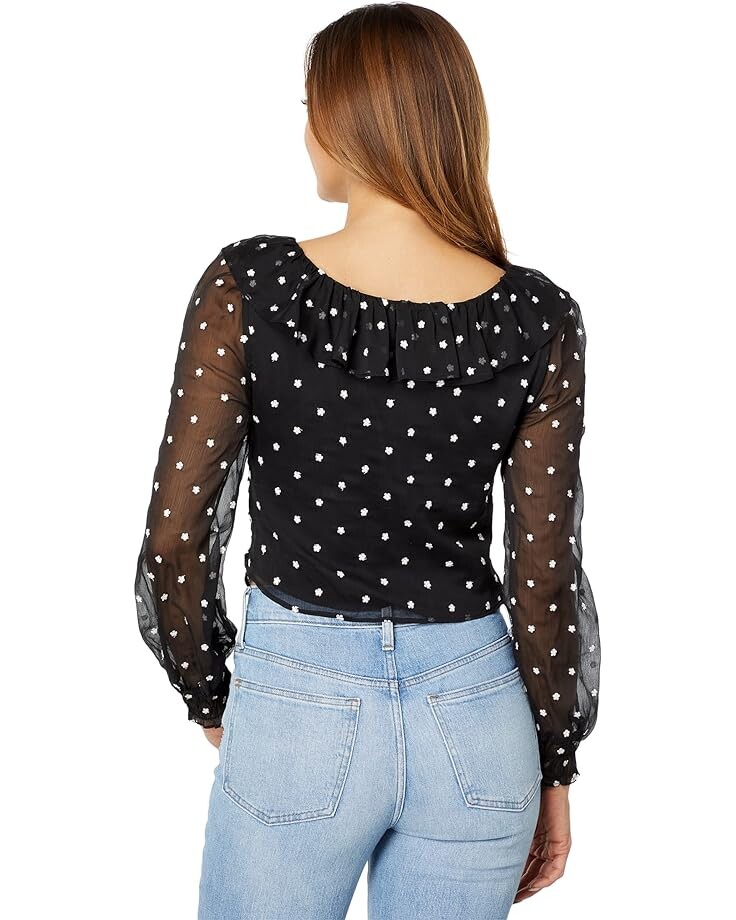

Топ WAYF Tipsy Ruffle Neck Top, черный