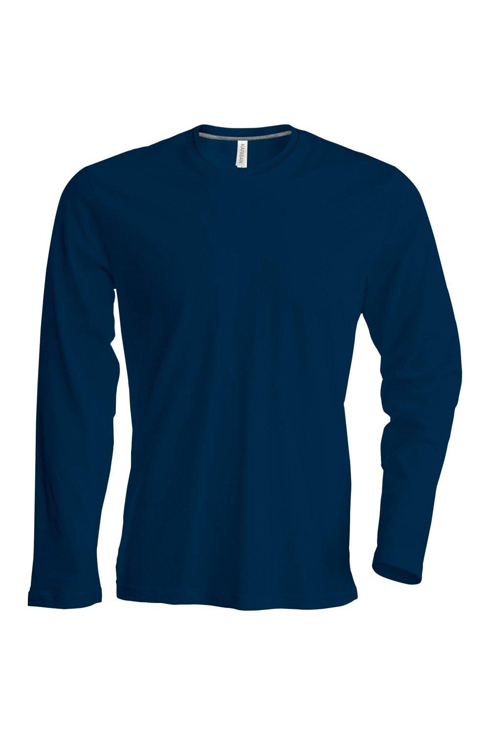 Облегающая футболка с круглым вырезом и длинными рукавами Kariban, темно-синий цена и фото