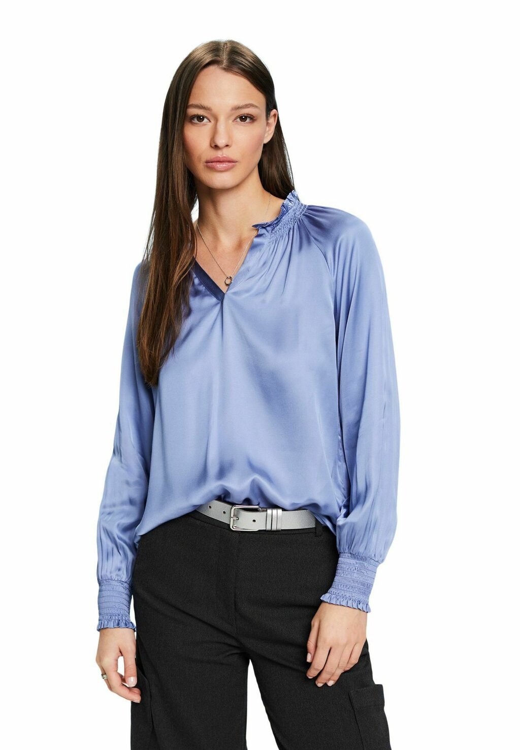 

Блузка Gather V Neck Esprit, цвет blue lavender