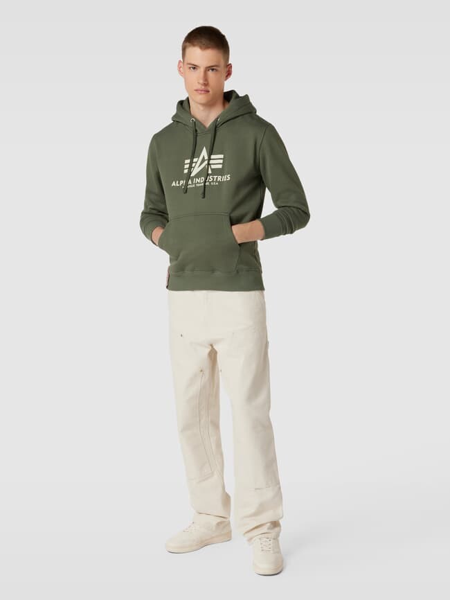 

Толстовка с принтом этикетки модель "BASIC" Alpha Industries, темно-зеленый