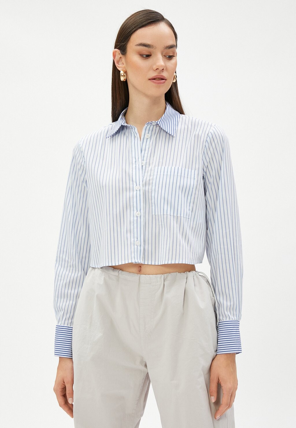 

Рубашка POCKET DETAIL CROP Koton, синий
