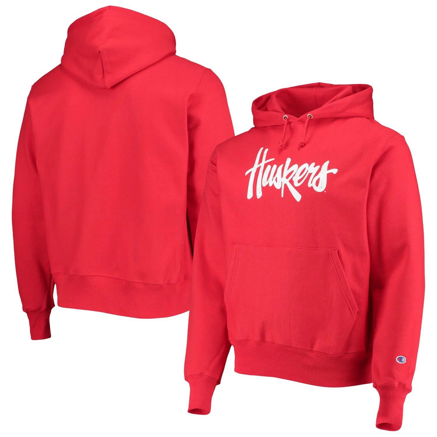 

Мужской пуловер с капюшоном и принтом обратного плетения Scarlet Nebraska Huskers Vault Logo Champion