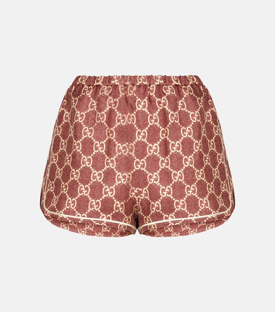 

Шорты из шелковой твила с узором GG GUCCI, красный