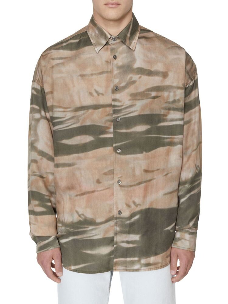 

Рубашка на пуговицах с жидким камуфляжем Diesel, цвет Green Beige