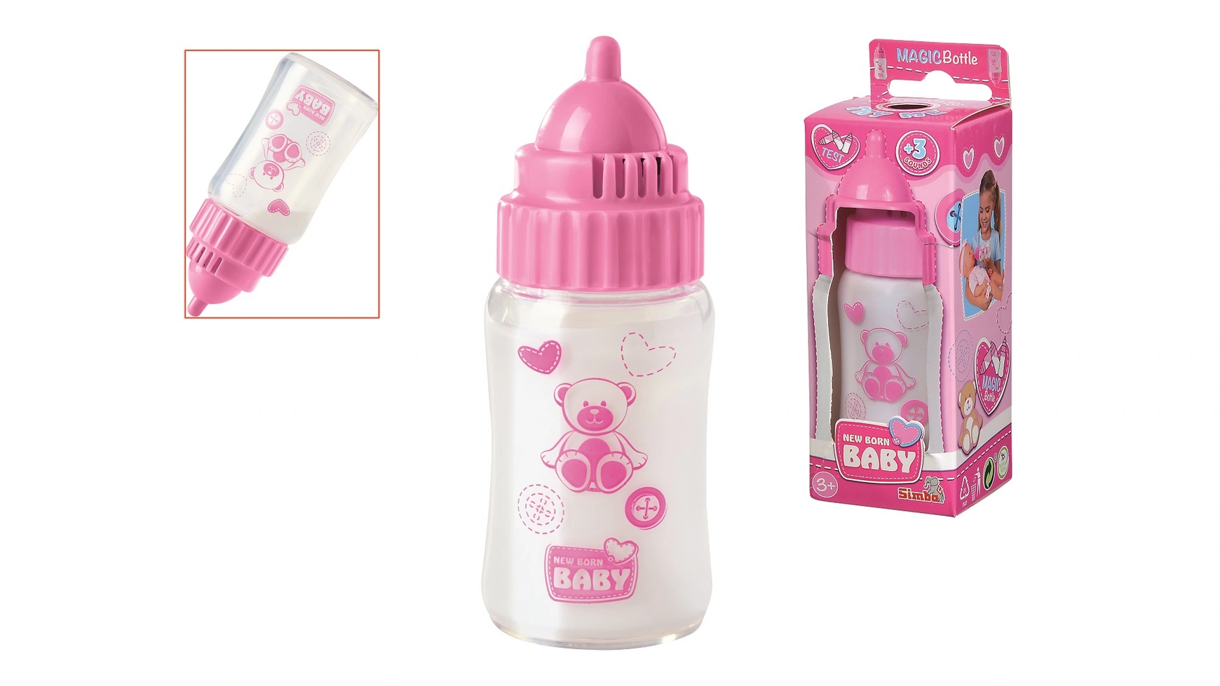 цена Новорожденный ребенок волшебная молочная бутылочка со звуком, молочная бутылочка с исчезающим молоком, 3 детских звука, 13см Simba
