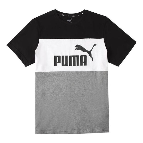 

Футболка PUMA Logo Printing Colorblock Sports Round Neck Short Sleeve Black, черный