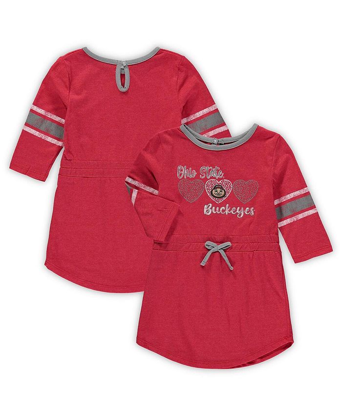 цена Платье в полоску с короткими рукавами и короткими рукавами для девочек-подростков Scarlet Ohio State Buckeyes Colosseum, красный