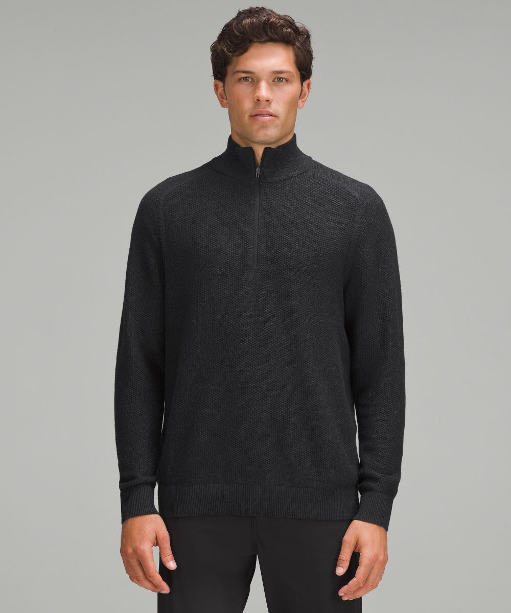 

Текстурированный вязаный свитер с молнией до половины Lululemon, черный