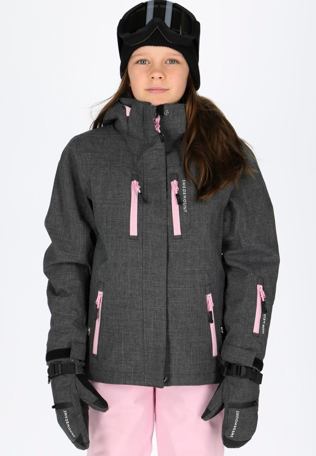 цена Лыжная куртка CERVINIA JACKET JR Swedemount, цвет charcoal melange light pink