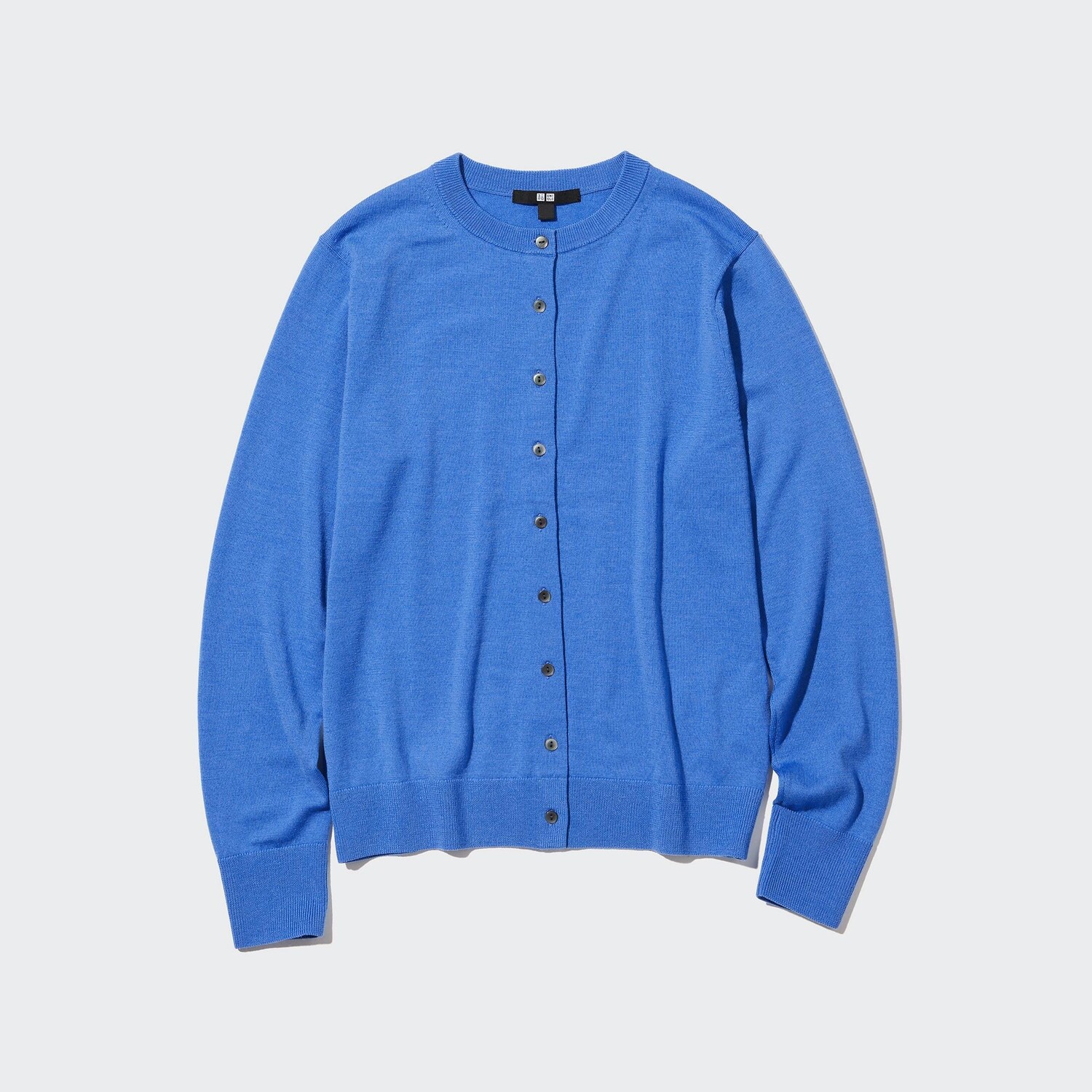 

Кардиган Uniqlo женский из шерсти мериноса с круглым вырезом, синий