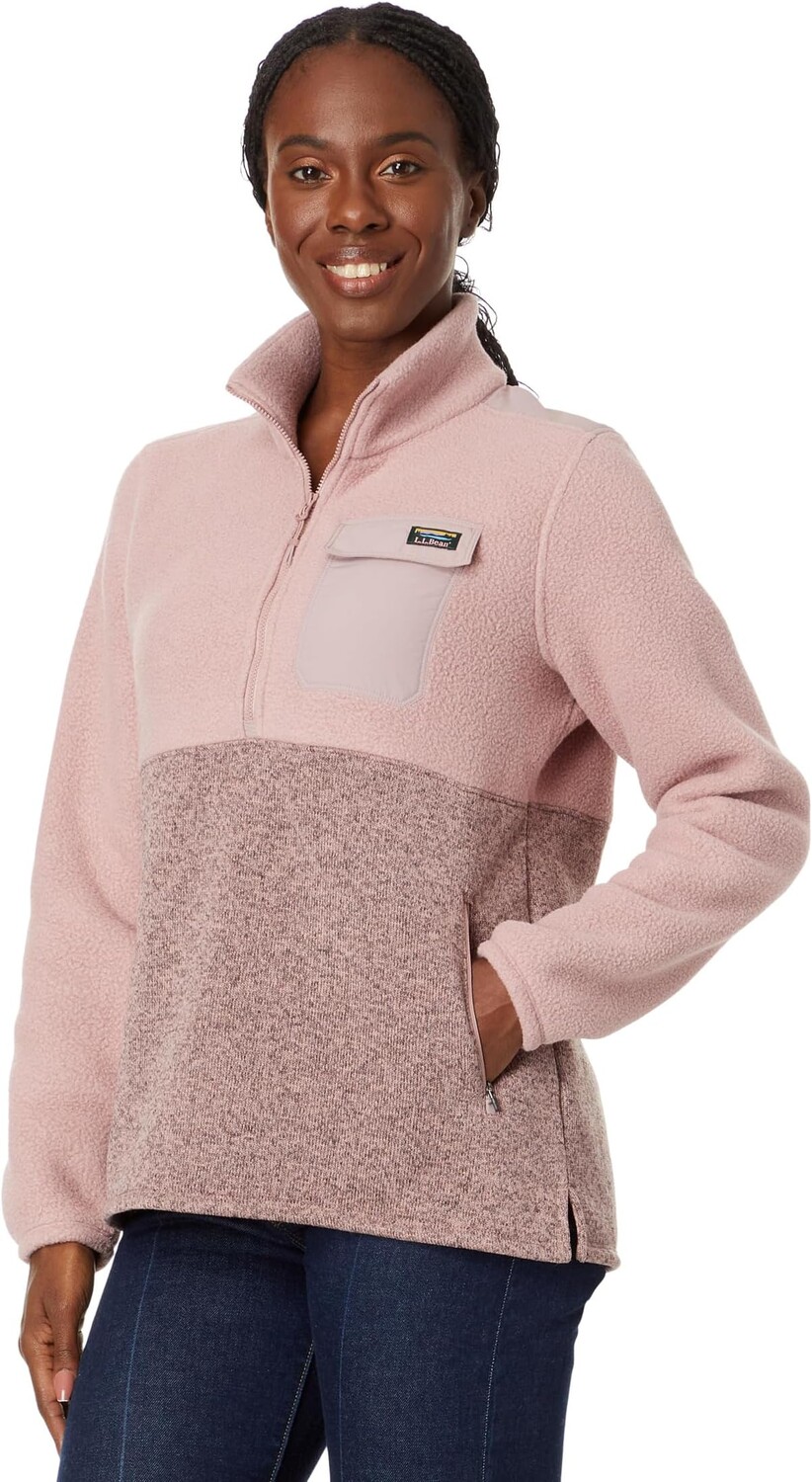 

Куртка Petite Sweater Fleece Sherpa Hybrid Color-Block L.L.Bean, цвет Tawny Rose