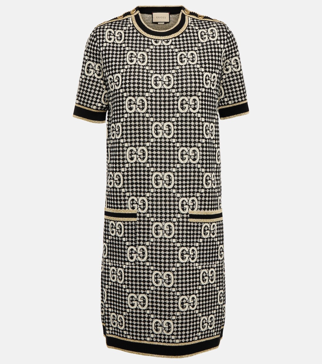 

Жаккардовое платье мини с узором GG GUCCI, черный