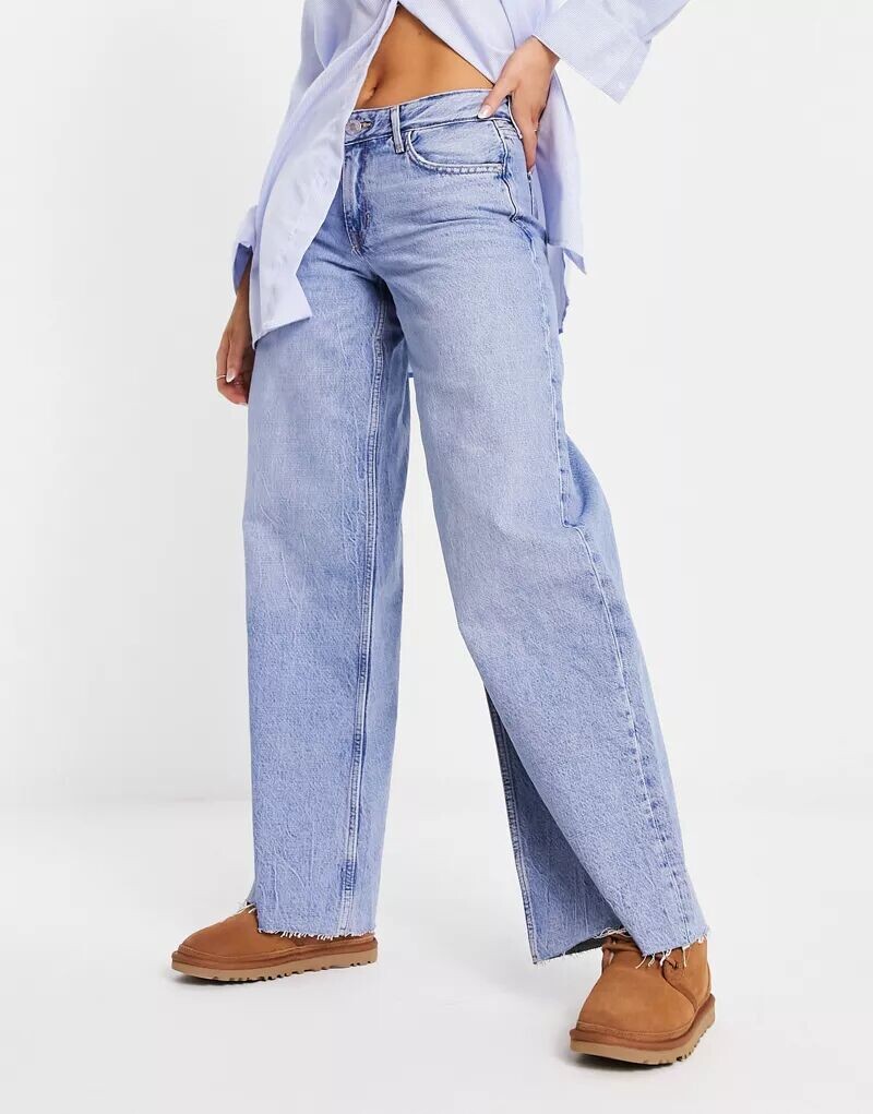 

Синие джинсы с низкой посадкой и широкими штанинами River Island