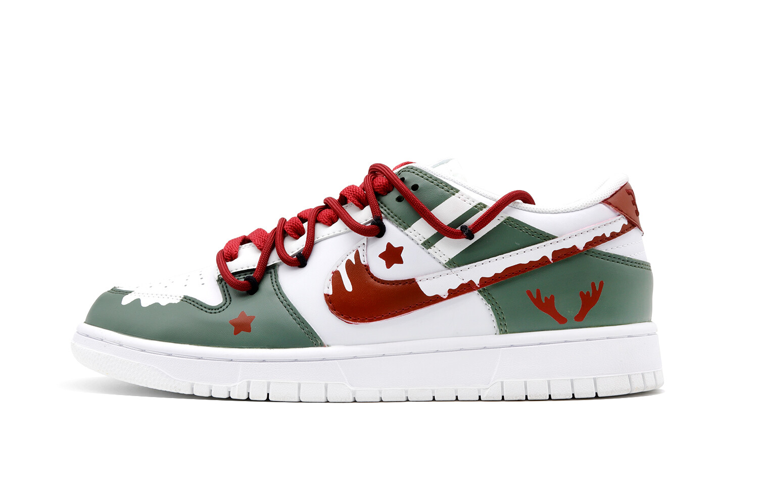 

Кроссовки Nike Dunk Skateboarding Shoes Women's Low-top White/Red/Green, зеленый