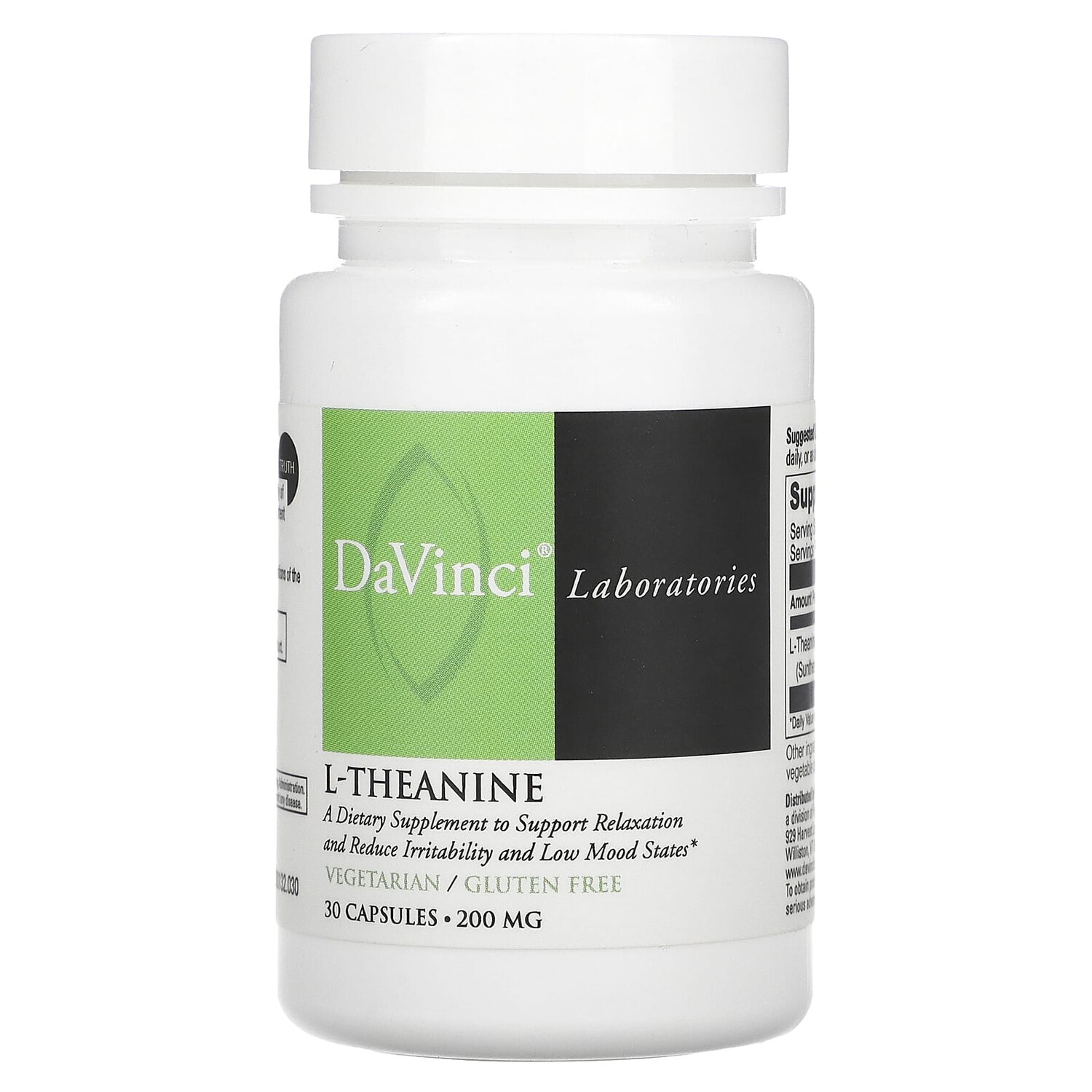

L-теанин, 200 мг, 30 капсул, DaVinci Laboratories of Vermont
