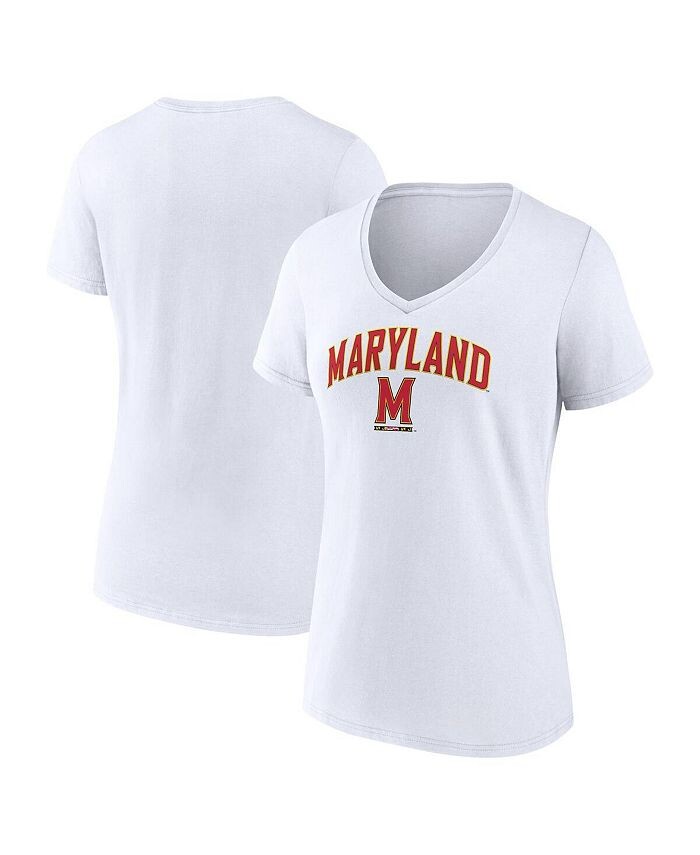 

Женская белая футболка с v-образным вырезом с фирменным логотипом Maryland Terrapins Evergreen Campus Fanatics, белый