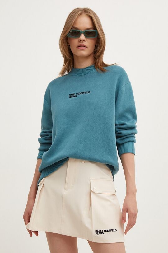 

Хлопковый свитер Karl Lagerfeld Jeans, бирюзовый