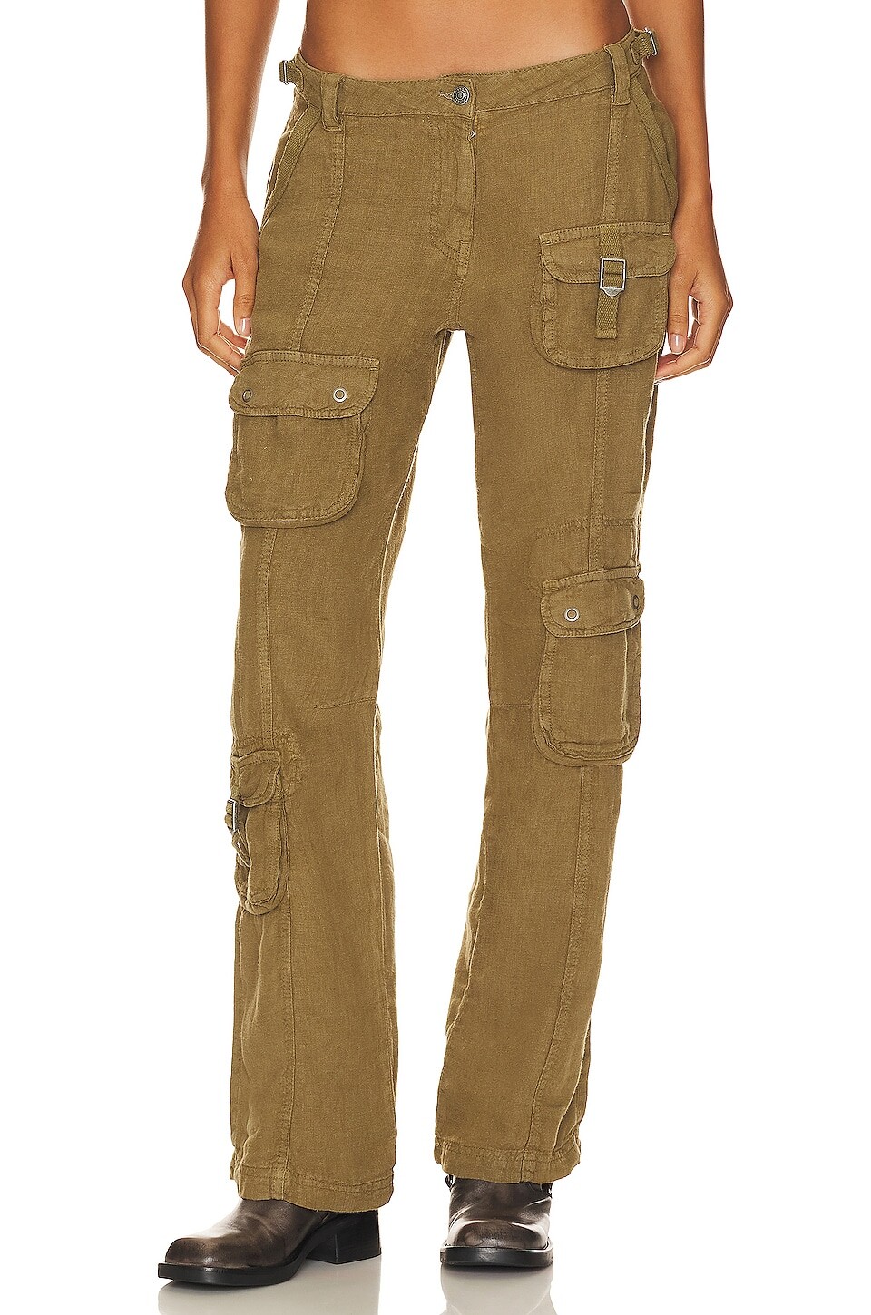 

Брюки Jaded London Devon Linen Cargo Trousers, оливковый, Зеленый