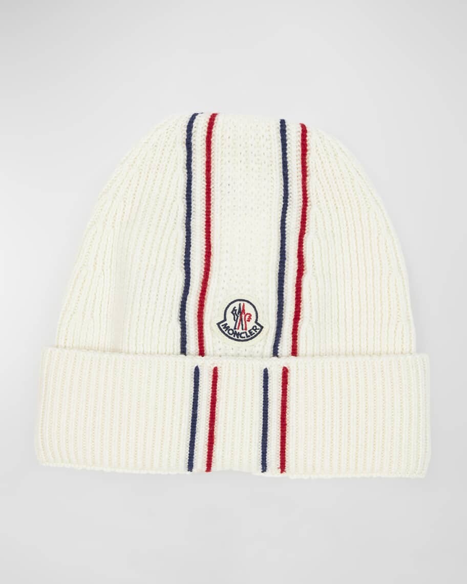 

Мужская шапка в рубчик с типпингом Moncler