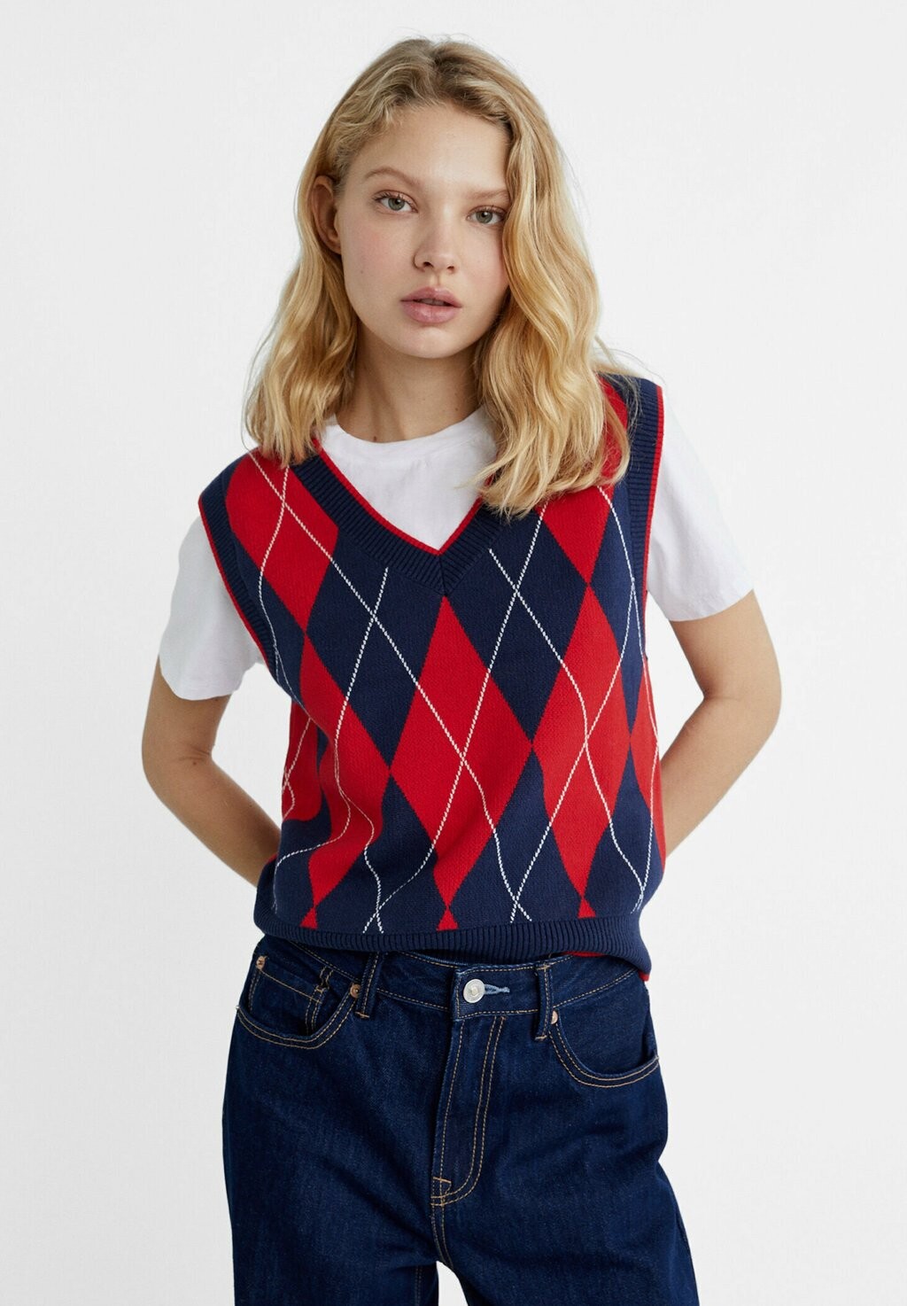 

Топ ARGYLE Stradivarius, цвет dark blue