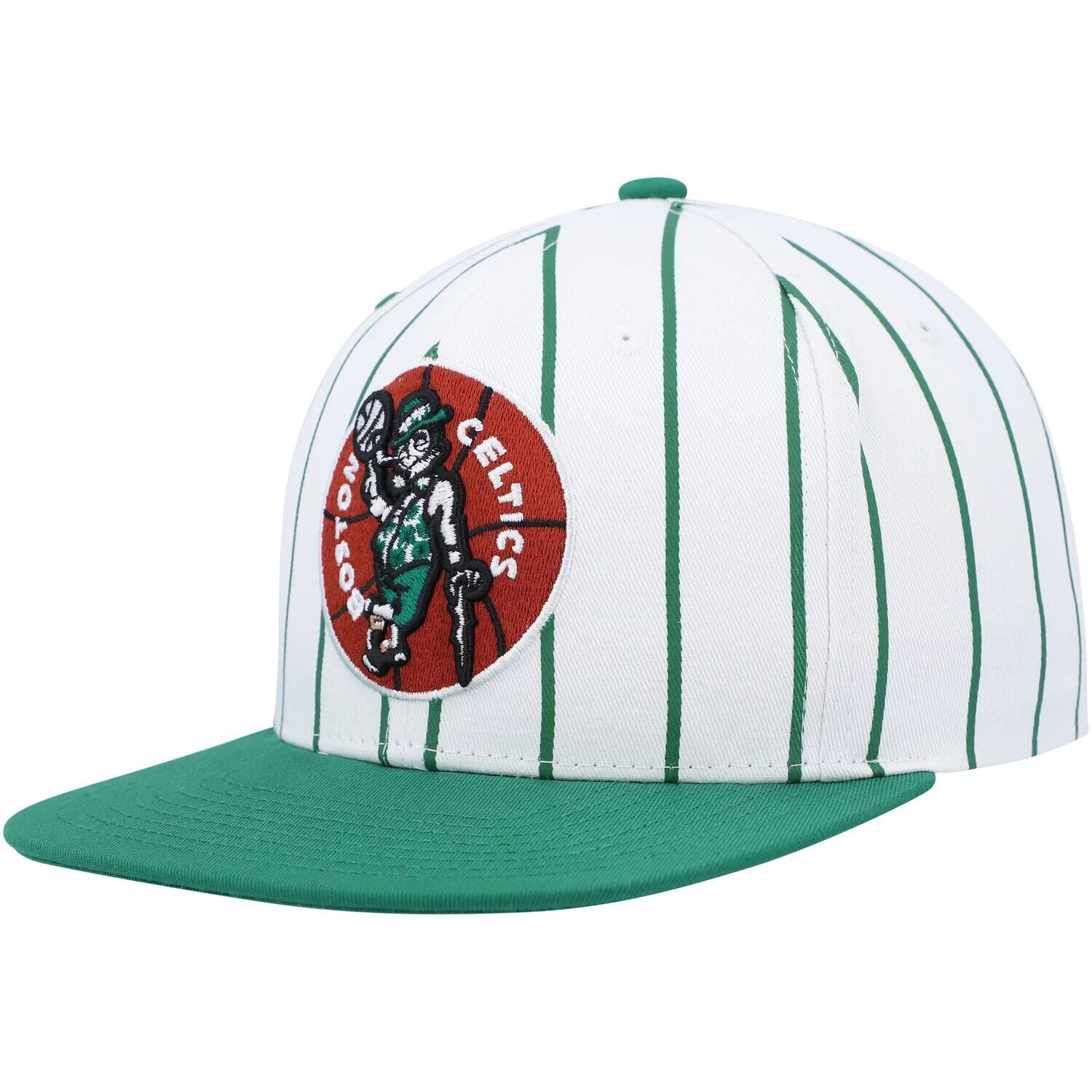 

Мужская белая кепка Mitchell & Ness Boston Celtics из твердой древесины в тонкую полоску Snapback