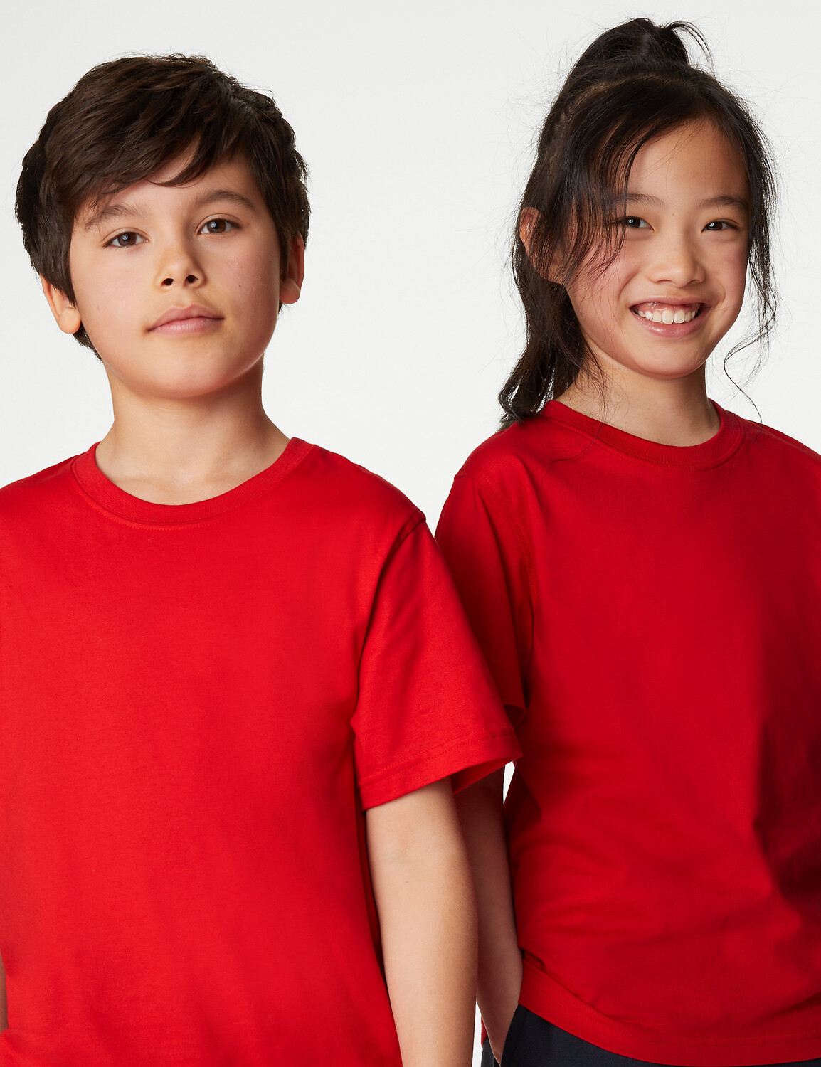 

Школьная футболка унисекс из чистого хлопка (2–16 лет) Marks & Spencer, красный