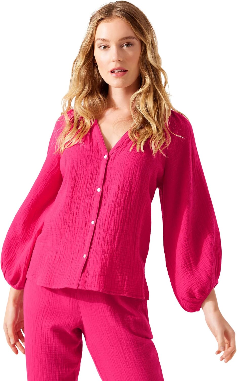 

Топ-крестьянка с рукавами 3/4 Coral Isle Tommy Bahama, цвет Bright Rose