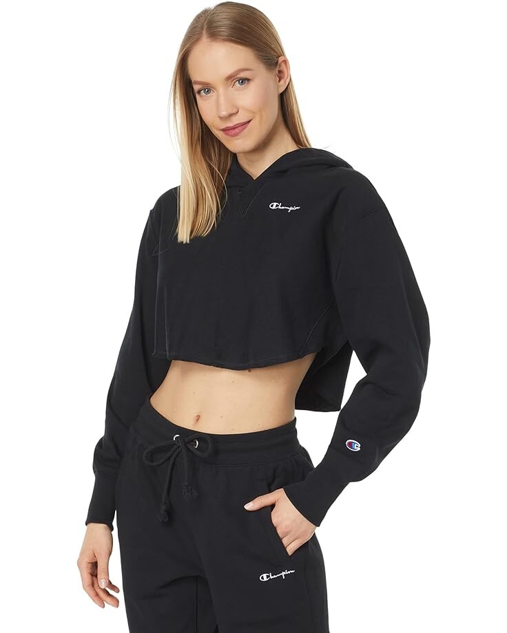 

Худи Champion Reverse Weave French Terry Crop Curve Hem, черный