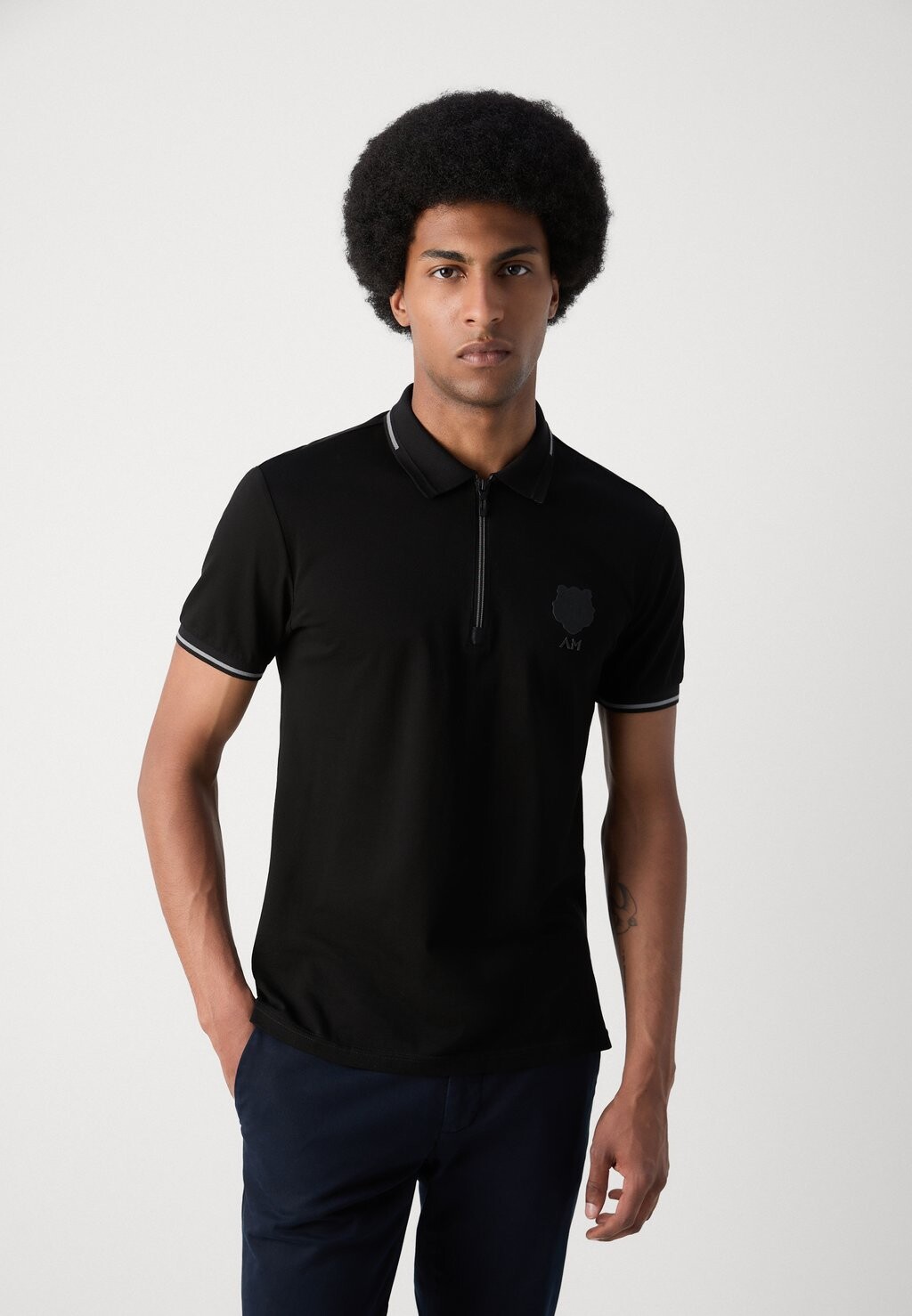 

Рубашка поло SLIM FIT WITH RUBBER INJECTION LOGO PRINT Antony Morato, черный