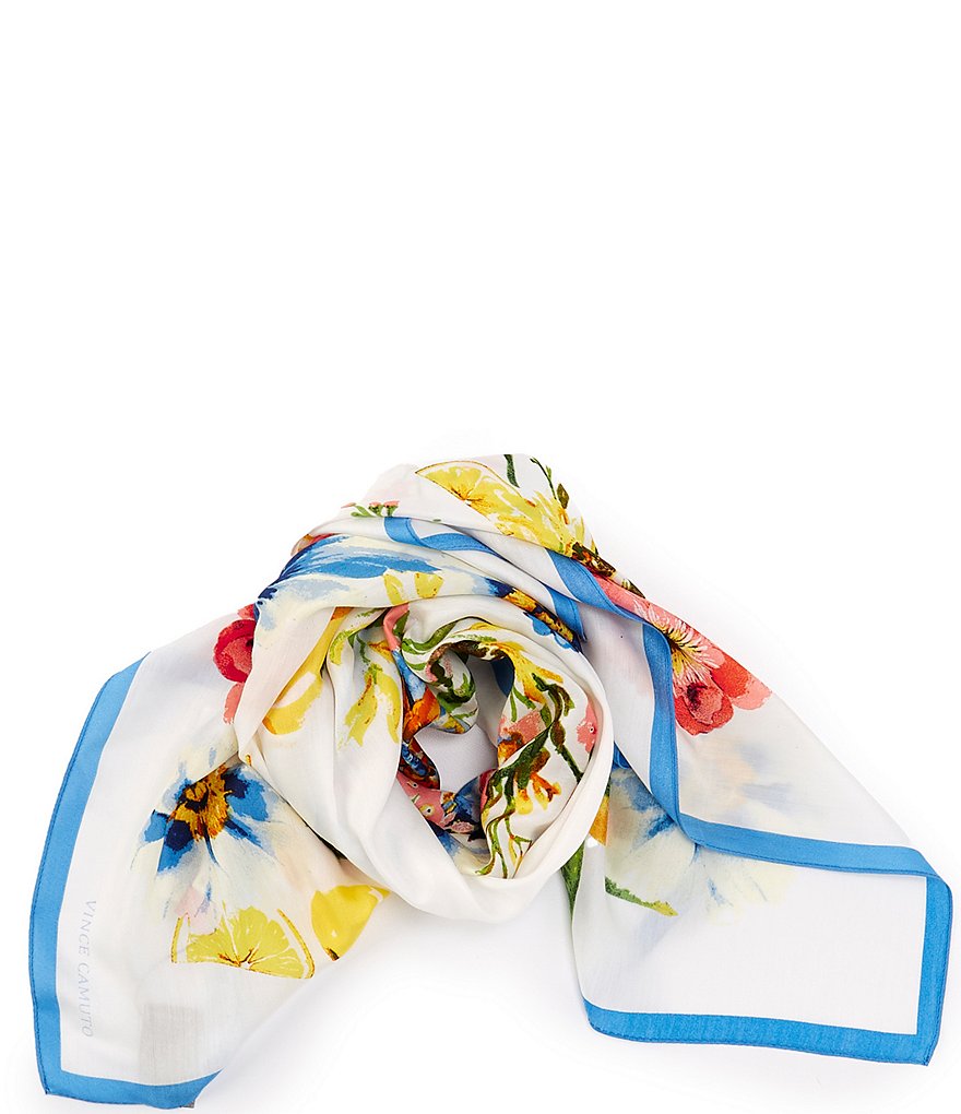 Vince Camuto Квадратный шелковый шарф с фруктовым цветочным принтом, белый